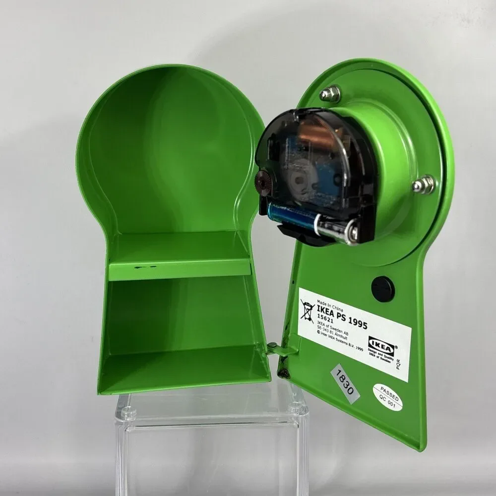 RARE IKEA PS 1995 Keyhole Cabinet Clock Minimalist Timepiece Green Works!